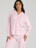 Load image into Gallery viewer, Ladies personalised velour long personalised pyjama set