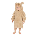 Load image into Gallery viewer, Baby wearing Teddy design hoody personalised to the chest. Over sized sherpa hood and front kangaroo pocket.