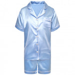 Lulabay ladies personalised satin short sleeve shirt and shorts pyjama set
