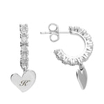 Load image into Gallery viewer, Womens Cubic zirconia hoop with heart personalised earrings