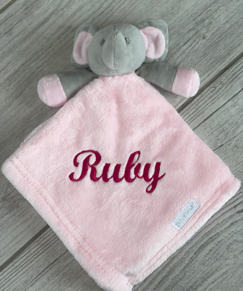 Babies personalised elephant comforter Light Pink