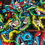 Load image into Gallery viewer, Kids gaming dressing gown personalised to the front with hood and pocket. Colourful controller design with black background.
