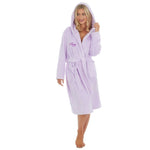 This ladies personalised dressing gown in Lilac is made out of a luxurious, plush, super soft fabric, perfect for keeping you warm on a cold day. This dressing gown has a hood to the back, pockets on either side and a tie around the waist. This dressing gown can be personalised with any name you wish, for special requests please leave this in the notes section of your order. This will be embroidered. You can select the colour of the thread this will be personalised in.