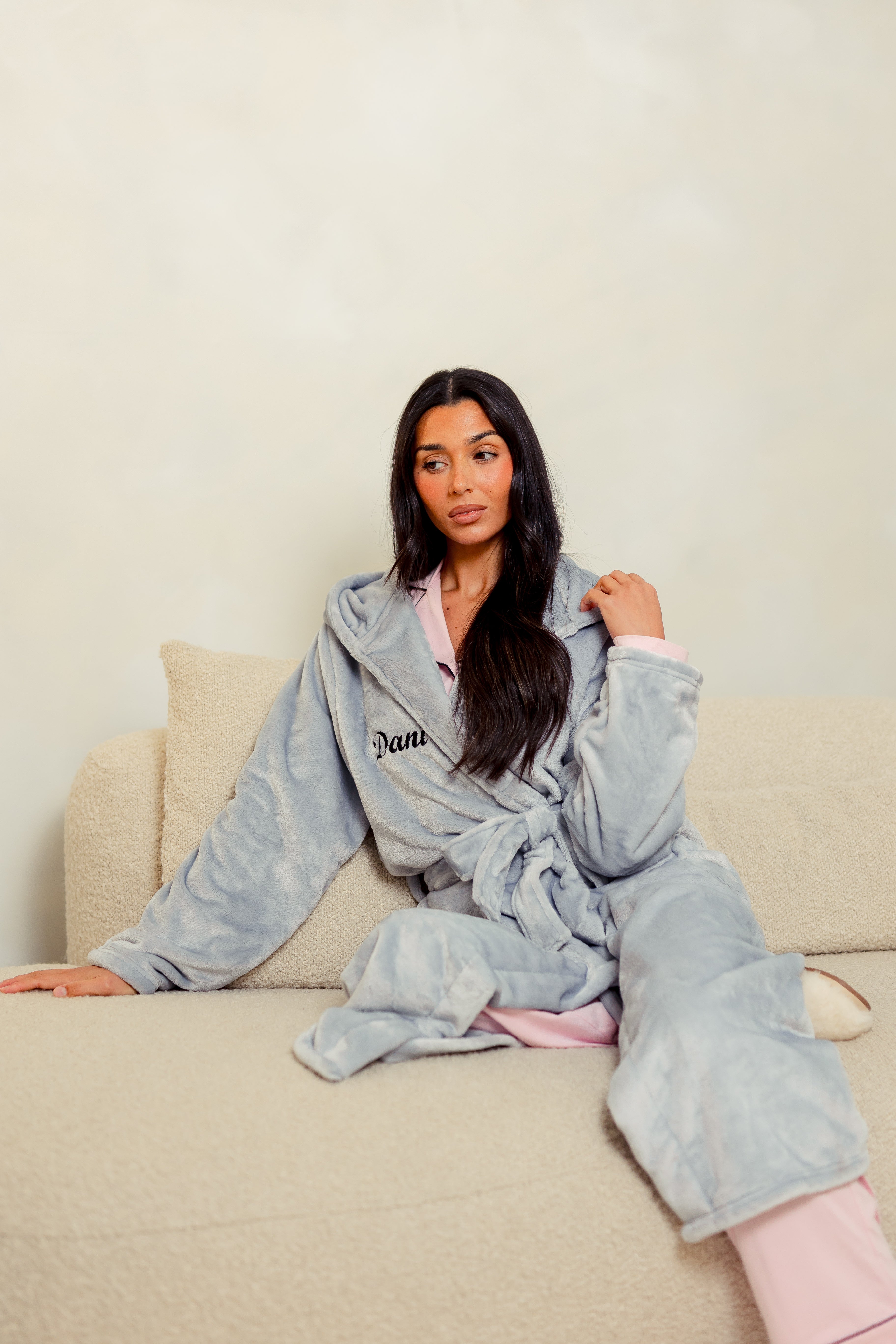 Lulabay Ladies Luxury Fleece Maxi Personalised Dressing Gown, Light Grey, L (UK 16-18) Lulabay Ladies Luxury Fleece Maxi Personalised Dressing Gown, Light Grey, L (UK 16-18)
