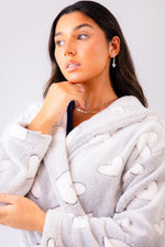 Load image into Gallery viewer, Ladies personalised plush heart design dressing gown