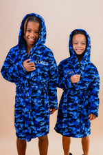 Load image into Gallery viewer, Lulabay boys personalised Camo print hooded dressing gown