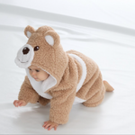 Load image into Gallery viewer, Babies unisex personalised Teddy Bear hooded Borg dressing gown