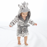 Load image into Gallery viewer, Babies personalised Zebra hooded dressing gown