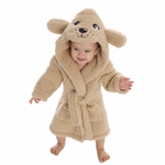 Load image into Gallery viewer, Kids unisex personalised puppy hooded Borg dressing gown