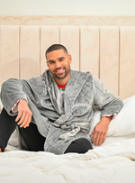 Load image into Gallery viewer, Mens hooded plush personalised dressing gown