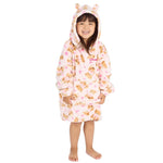 Load image into Gallery viewer, Kids wearing teddy bear print hoody personalised to the chest. Hood and kangaroo pocket to the front.