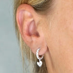 Load image into Gallery viewer, Womens Cubic zirconia hoop with heart personalised earrings