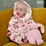 Load image into Gallery viewer, Lulabay baby girls personalised fairy print hooded dressing gown