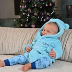 Lulabay baby boys personalised teddy bear ear super soft hooded dressing gown
