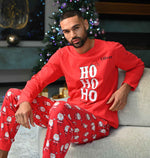 Load image into Gallery viewer, Mens personalised couples Christmas HOHOHO pyjamas
