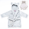 Babies unisex personalised dressing gown and elephant comforter gift set