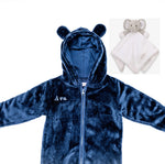 Load image into Gallery viewer, Babies unisex personalised pramsuit and elephant comforter gift set