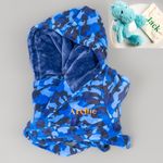 Load image into Gallery viewer, Lulabay boys personalised Camo dressing gown and dinosaur toy gift set