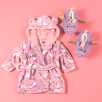 Load image into Gallery viewer, Lulabay baby girls personalised unicorn print dressing gown and slipper gift set