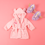 Load image into Gallery viewer, Lulabay baby girl personalised dressing gown and unicorn slippers gift sets