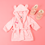 Load image into Gallery viewer, Lulabay baby girls personalised dressing gown and bunny slippers gift set