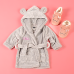 Load image into Gallery viewer, Lulabay baby girls personalised dressing gown and bunny slippers gift set