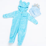 Load image into Gallery viewer, Babies unisex personalised pramsuit and elephant comforter gift set