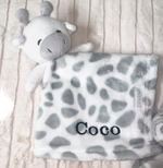 Load image into Gallery viewer, Babies personalised unisex giraffe comforter and blanket