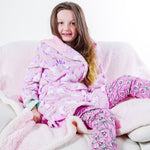 Load image into Gallery viewer, Lulabay girls personalised unicorn dressing gown and unicorn slippers gift set