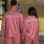 Load image into Gallery viewer, Ladies personalised family stripe satin pyjamas