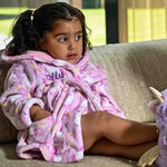 Load image into Gallery viewer, Lulabay baby girls personalised unicorn print hooded dressing gown