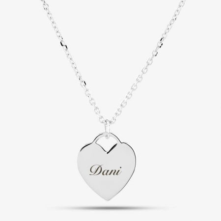 personalised engraved heart necklace | engraved sterling silver heart pendant | personalised heart necklace for women | custom engraved heart necklace