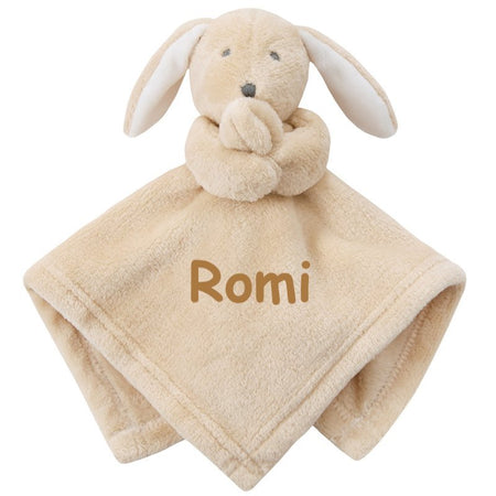 baby personalised bunny comforter | personalised bunny comfort blanket | embroidered bunny comforter for baby | soft bunny comfort toy