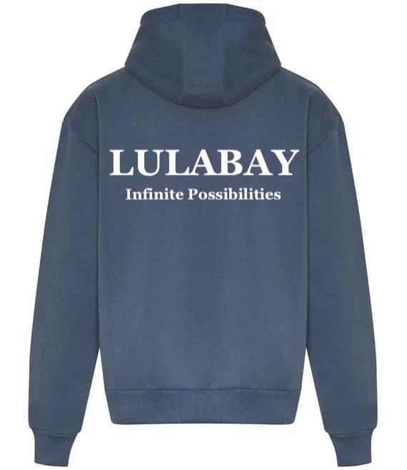 Lulabay luxury branded hoodie | oversized branded hoodie for women | luxury flock logo hoodie