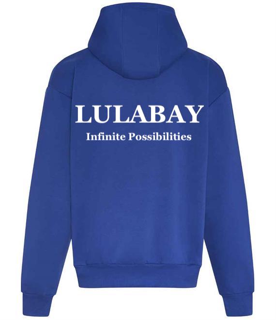 Lulabay luxury branded hoodie | oversized branded hoodie for women | luxury flock logo hoodie
