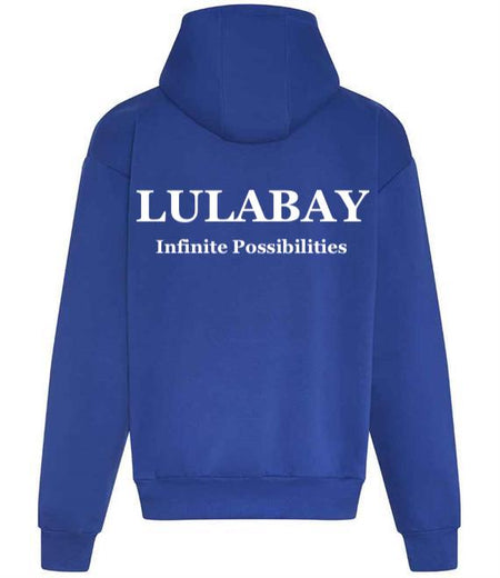 Lulabay luxury branded hoodie | oversized branded hoodie for women | luxury flock logo hoodie