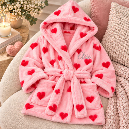 Pre-Order - Personalised Heart Design Dressing gown - Girls