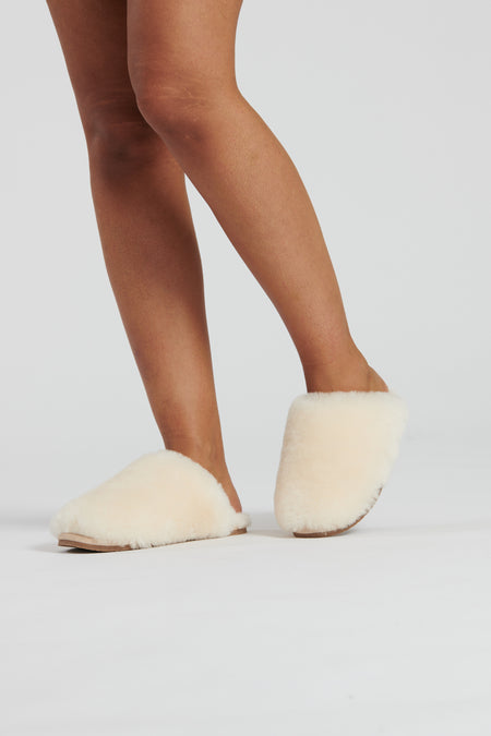 real sheepskin platform slippers | cream real sheepskin platform slippers for women