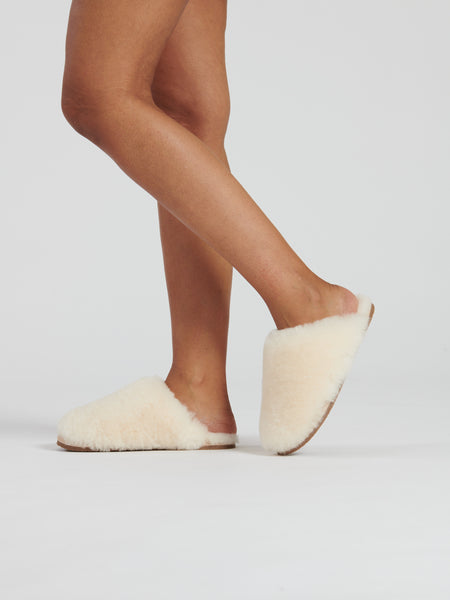 real sheepskin platform slippers | cream real sheepskin platform slippers for women