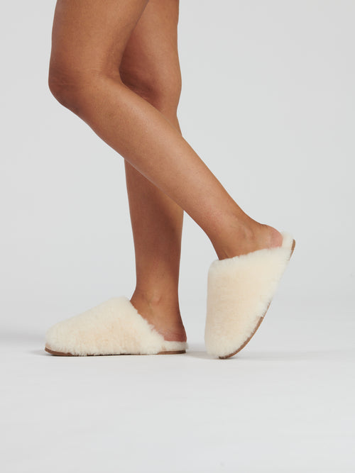 real sheepskin platform slippers | cream real sheepskin platform slippers for women