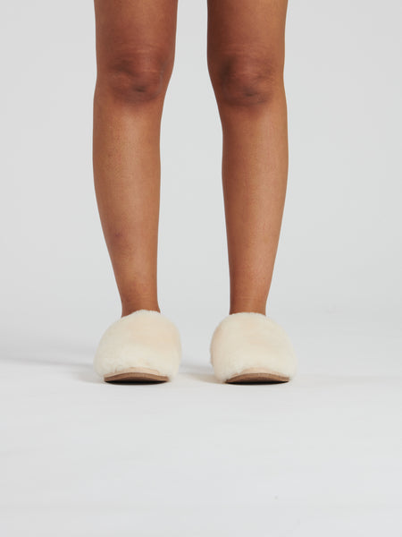real sheepskin platform slippers | cream real sheepskin platform slippers for women