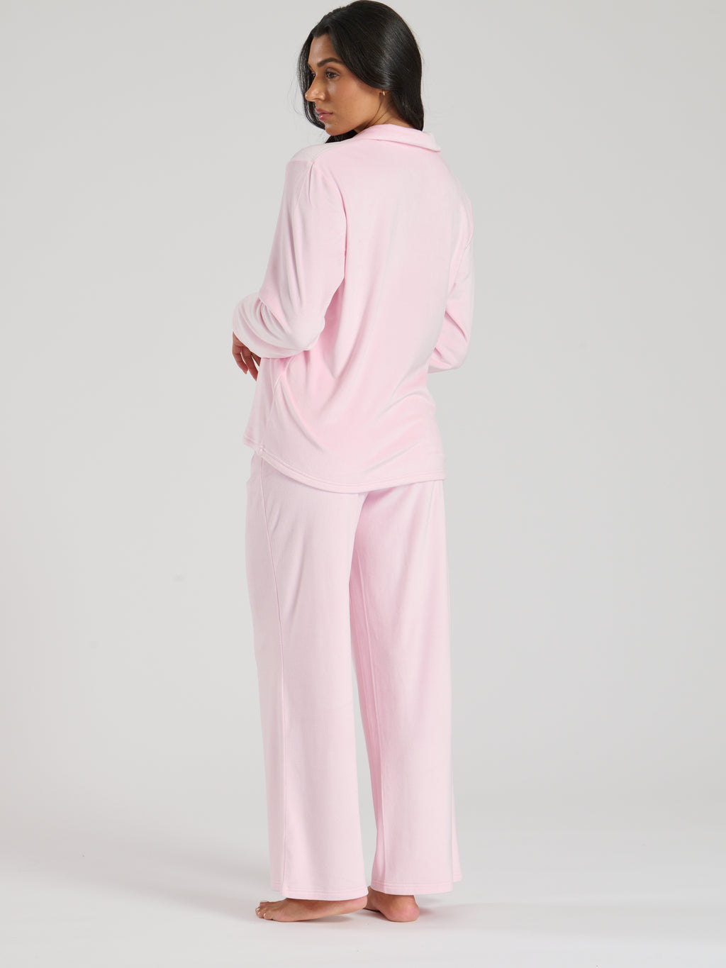 Ladies velour long personalised pyjama set