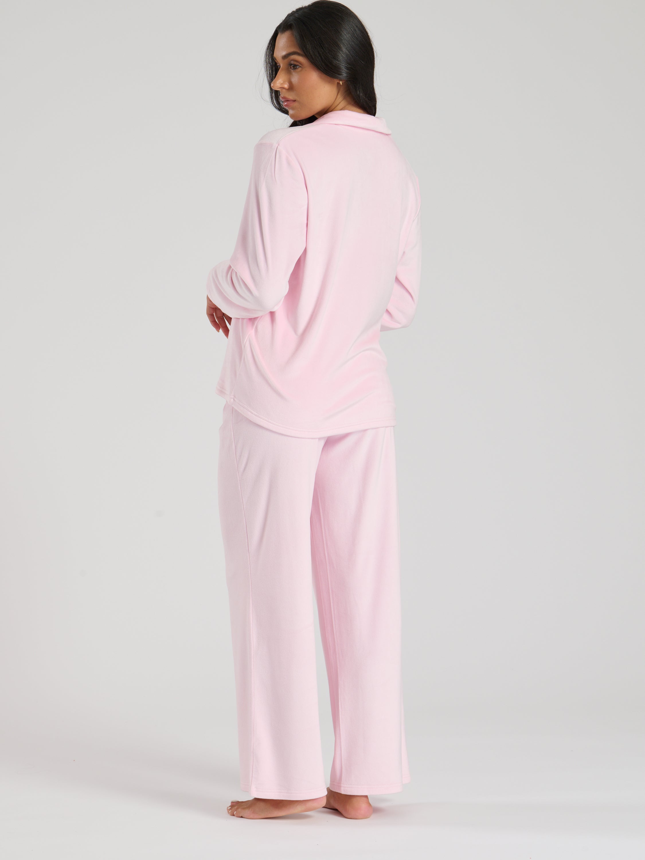 Ladies velour long personalised pyjama set