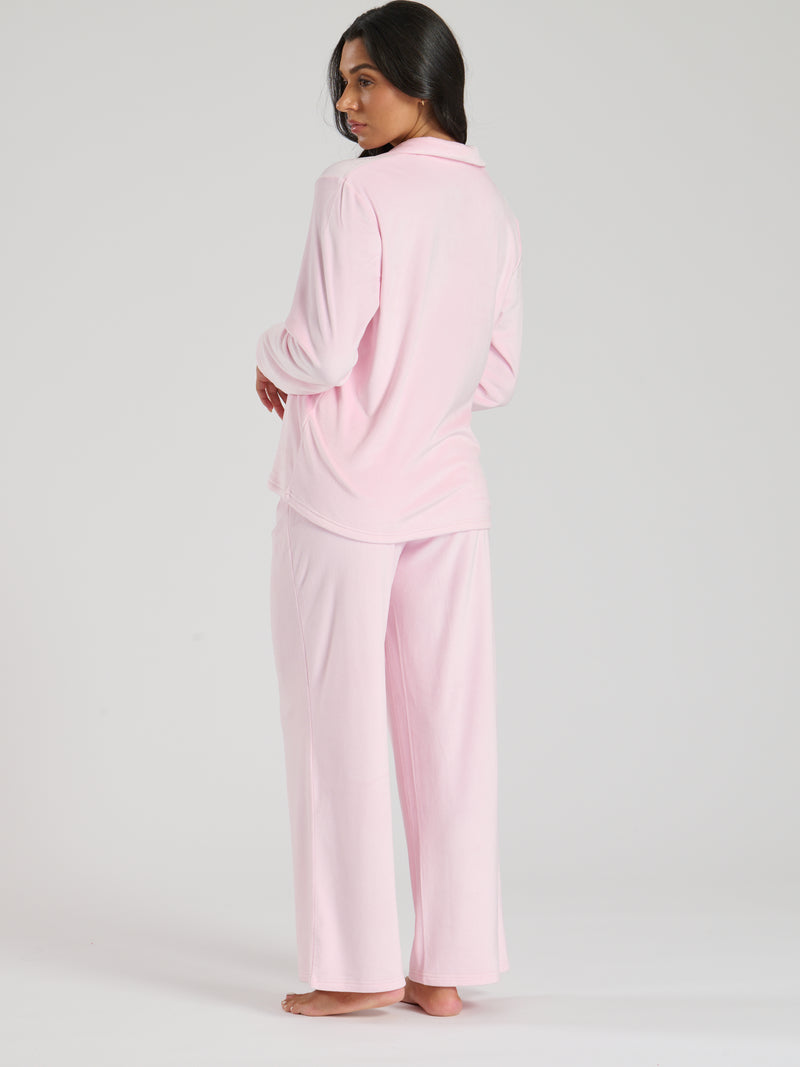 personalised velour long pyjama set | personalised velour pyjamas (change according to colour image)