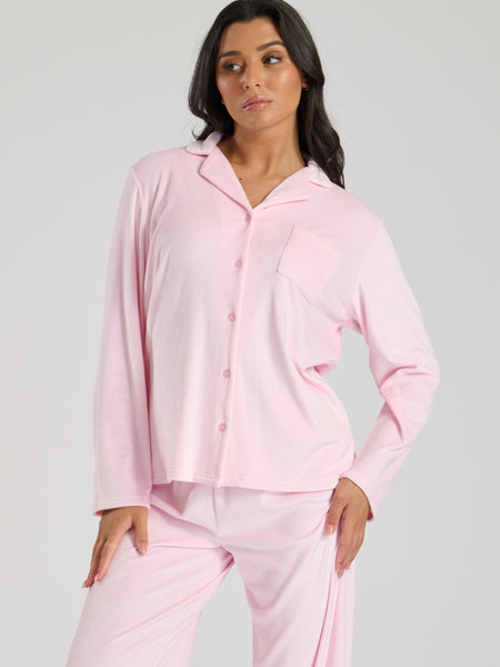 personalised velour long pyjama set | personalised velour pyjamas (change according to colour image)