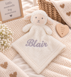baby personalised lamb comforter | personalised lamb comfort blanket | embroidered lamb comforter for baby | soft lamb comfort toy