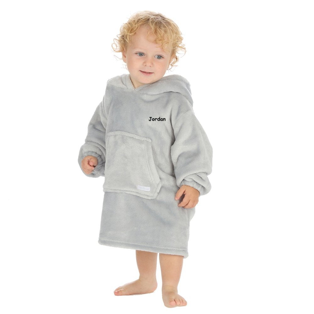 baby personalised plush hoodie | borg lined baby hoodie | personalised cosy hoodie for baby | embroidered plush baby hoodie