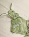 Our Babies personalised bunny comforter in Green is crafted from super soft plush material, this comforter will keep your baby snug and content. Complete with your babies name personalised/embroidered to the front.