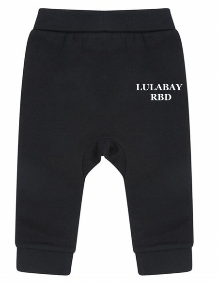 baby personalised sustainable joggers | personalised baby joggers | recycled baby jogging bottoms | embroidered baby lounge joggers