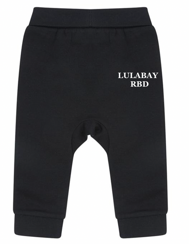 baby personalised sustainable joggers | personalised baby joggers | recycled baby jogging bottoms | embroidered baby lounge joggers